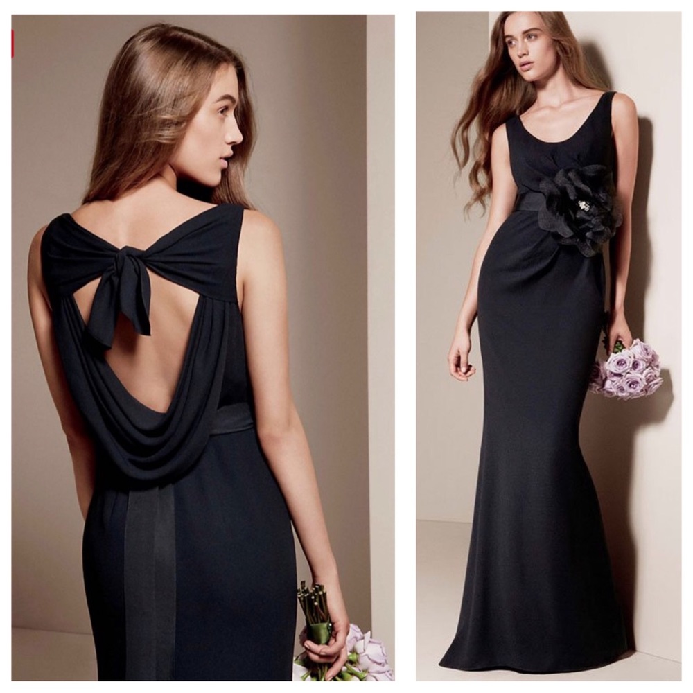 White Vera Wang Ebony Formal Floor Length Gown SZ8
